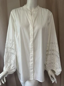 NUEVA CON ETIQUETAS Nueva Blusa Top Chico's Blanca Mangas Largas Talla 3 - Imagen 1 de 8