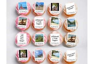 Cake Toppers PERSONALISED 16 x 2" Polaroid Edible Wafer Card or Decor Icing - Picture 1 of 12