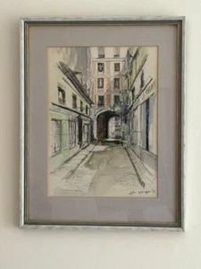 JOHN GAHAGAN PARIS 1975 PAINTING ART WATERCOLOUR STREET SCENE FRAMED ORIGINAL - Picture 1 of 13
