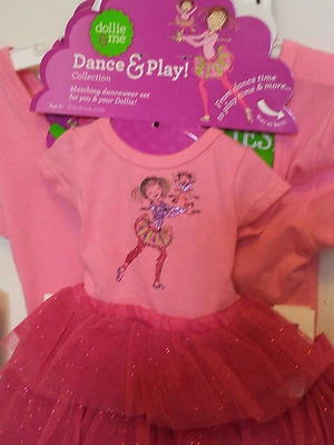 Dollie & Me Rosa Tutú Leotardo Niñas Ropa de Baile Conjunto de 3 Piezas Talla XS Se Adapta a Muñeca de 18"  Foto 1 de 4
