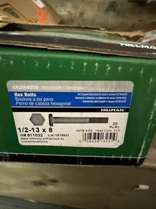 Hillman 1/2"-13x8" verzinkt BOX MIT 25 - Bild 1 von 2