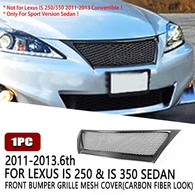 Parrilla de parachoques delantera de fibra de carbono negra para Lexus IS250 IS350 2011-13 2012 Foto 1 de 4