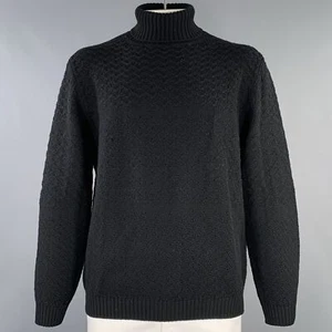 ERMENEGILDO ZEGNA Size XL Black Knit Wool Turtleneck Sweater - Picture 1 of 8