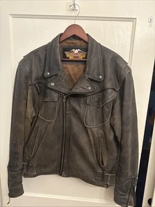 Harley Davidson Men's Billings Distressed Brown Leather Jacket Winged HD Logo XL - Picture 1 of 24