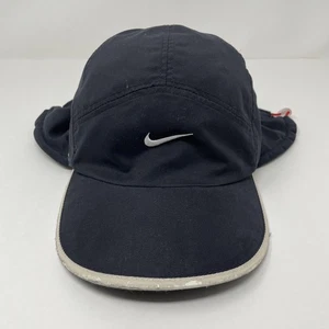 Vintage Nike Hat Cap Strap Back Black Ear Flap Fleece Lined Outdoor Mens Rare - Picture 1 of 11