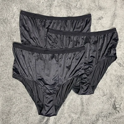 3 Pares Bragas Calzoncillos Vintage Bali 24601 Negro Nylon Satinado Corte Completo Talla 13 Alto  Foto 1 de 4
