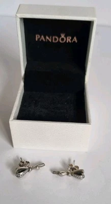 Authentic Pandora Silver Brilliant Bow CZ Stud Earrings 297234CZ  - Image 1 of 4