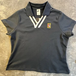 Nike x YOON AHN Shirt Womens XXL Polo Top Short Sleeve Navy Dri Fit Rare Tennis - Picture 1 of 13