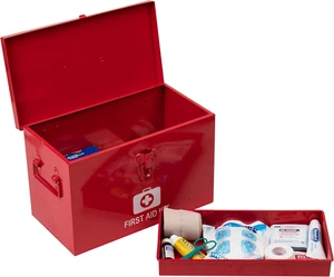 Caja de primeros auxilios para suministros de emergencia, almacenamiento médico, cerradura de hebilla de metal vintage - Imagen 1 de 12