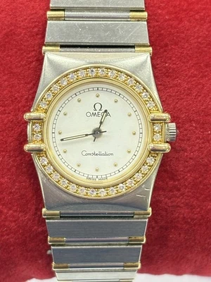 Omega Constellation Mini Two Tone Diamond Bezel Ladies 22.5mm Watch with Box - Image 1 of 4
