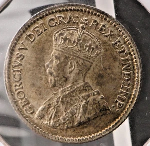 1918 Canada 5 Cents 5¢ Silver .925 KM#22 AU-UNC King George V SP4974 - Picture 1 of 2