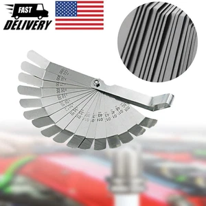 Stainless Steel 16 Blade Feeler Gauge Valve Offset Feeler Gauge Measuring Tool - Foto 1 di 8