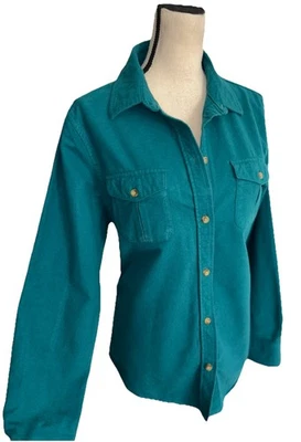 L.L. Bean Women's Teal Green Cotton Button Up Long Sleeve Shirt 100% Cotton LG - Image 1 of 4