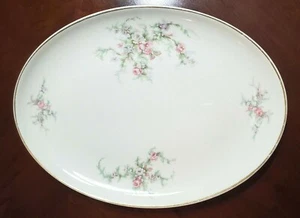 Taylor Smith Taylor Versatile 1953 "BRIDES BOUQUET" Oval Platter - 11" Gold Trim - Picture 1 of 6