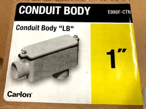 QTY 12 NEW Carlon E986F-CTN Type LB Conduit Body, 1" PVC - NIB NEW - Picture 1 of 3