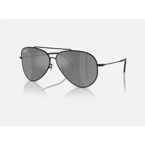 Ray Ban Aviator Reverse polished black frame and silver lens Sunglasses - Picture 1 of 10