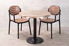 OUTDOOR CAFE TABLE SET ROUND WOODEN ISOTOP WITH TWO OUTDOOR CHAIRS