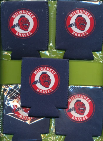 Lot of 5 Milwaukee Braves 12oz Two Sided Can Bottle Coolers Koozie Beer Drink Cover
