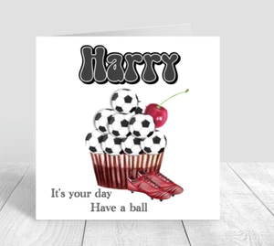Personalised Boys Football Birthday Card Happy Birthday 6th 7th 8th 10th 12th 13 - Picture 1 of 3