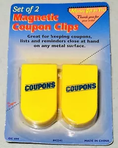 Vintage Set of 2 Magnetic Coupon List Note Kitchen Refrigerator Clips New NOS - Picture 1 of 1