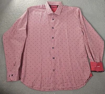 Tom James Shirt Mens Size XL Red White Woven Button Down Classic Cotton Blend - Image 1 of 4