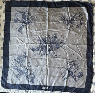 Vintage Burberry , Burberrys Silk Scarf Aviation Scene 100% silk. Authentic RARE - Image 1 of 4