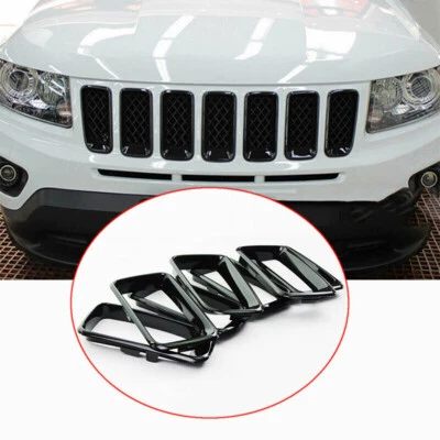 Fit Jeep Compass 2011 12 13 14 15 16 Black Front Grille Cover Insert Trim Frame - Image 1 of 4