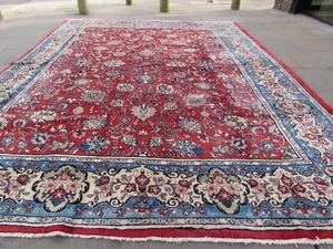 Vintage Traditional Hand Made Rug Oriental Wool Red Blue Large Carpet  453x346cm - Picture 1 of 12