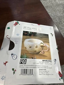 Neu Vintage FIGI "All That Glistens" 2er Set Perle/Rosa/Gold Kaffeetassen 12 Oz - Bild 1 von 4