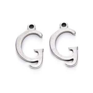 IN70.G - 1 BRELOQUE LETTRE G 13mm ACIER INOXYDABLE CALLIGRAPHIE ALPHABET BIJOUX - Picture 1 of 5
