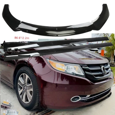 For 11-17 Honda Odyssey Glossy Black Front Lower Bumper Lip Splitter Spoiler - Изображение 1 из 4