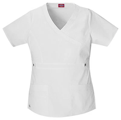 White Dickies Scrubs Gen Flex Mock Wrap Top 817355 DWHZ - Image 1 of 3