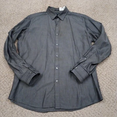 Camisa Marc Anthony Para Hombre Mediana Delgada Gris Rosa Rayas Manga Larga Abotonada Foto 1 de 4