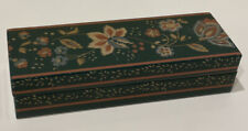 Vintage Music Box. Plays Where Do I Begin (from Love Story) Green floral pattern