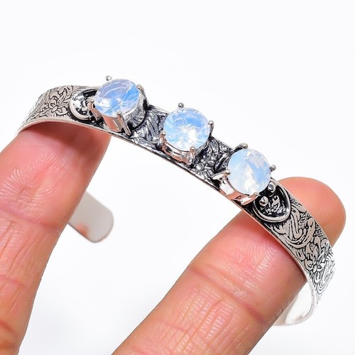 VALENTINO Bracciale in argento sterling 925 fatto a mano con pietre preziose opalite latte regolabile