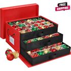 Large Christmas Ornament storage with Side Open Drawer Style Trays Ornament