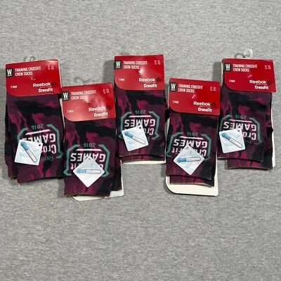 Lote de 5 Meias Reebok Crossfit Crew Femininas Tamanho 7 - 8.5 Crossfit Games 2016 Novas - Imagem 1 de 4