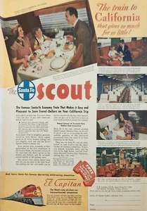 1940 Santa Fe Scout Railroad Zug Vintage Werbung nach Kalifornien - Bild 1 von 1