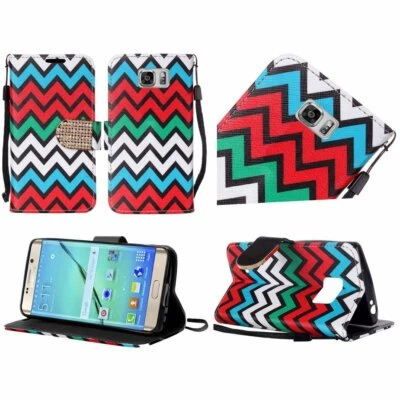 Funda de transporte inalámbrica HR para Samsung Galaxy S7 Edge G935 colorida Chevron Foto 1 de 4