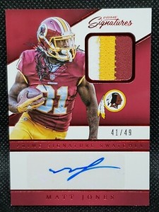 2016 Panini Prime Signatures Swatches Matt Jones Red Foil Numbered Auto 41/49!!