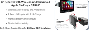 Jensen CAR813 8" Touch Screen Multimedia Receiver, Wireless Apple CarPlay/Auto - Picture 1 of 3