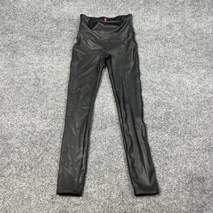 Spanx Faux Leather Leggings Womens M Black Skinny Stretch Shaping Athleisure - Picture 1 of 11