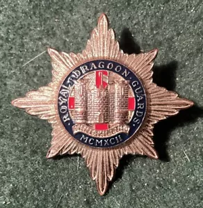 Royal Dragoon Guards Officer's Small Cap Badge White Metal And Enamel. Rr08 - Picture 1 of 4