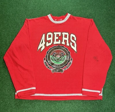 Vintage 90s Nutmeg Mills San Fransisco 49ers Medium Red Unisex Sweatshirt - Image 1 of 4