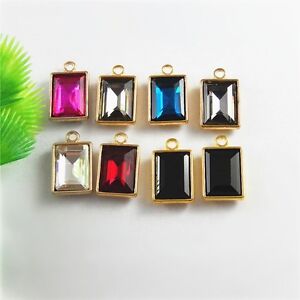 20pcs Multi-colors Rectangle Glass Cameo Cabochons Gem Necklace Pendant Charms