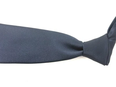 LNWOT Drakes Made in England Midnight Ink Blue Solid Satin Untipped Silk Tie NR - Image 1 of 4