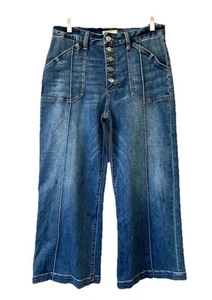 Pantalones de mezclilla KUT From The Kloth para mujer 14 mega pierna ancha tiro alto elástico botón mosca Y2K - Imagen 1 de 11