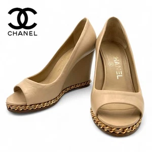 CHANEL EU Size 35 Beige Women Pumps heel Used Shoes Af1617 - Imagen 1 de 16