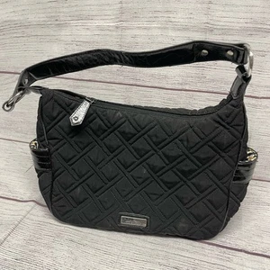 Vera Bradley Schultertasche schwarz gesteppt Mikrofaser mit patentiertem Lederriemen  - Bild 1 von 14