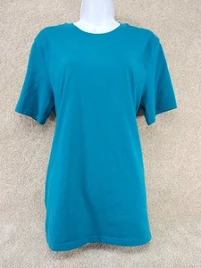 Sonoma Women's Large Blue Crew Neck 100% Cotton T-Shirt Solid Short Sleeve Basic - Picture 1 of 10